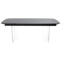Стол ЛАУРИТЦ (LAURITS) 200 цвет ЧЕРНЫЙ (GREY), стекло BUBBLE / Прозрачный каркас ®DISAUR
