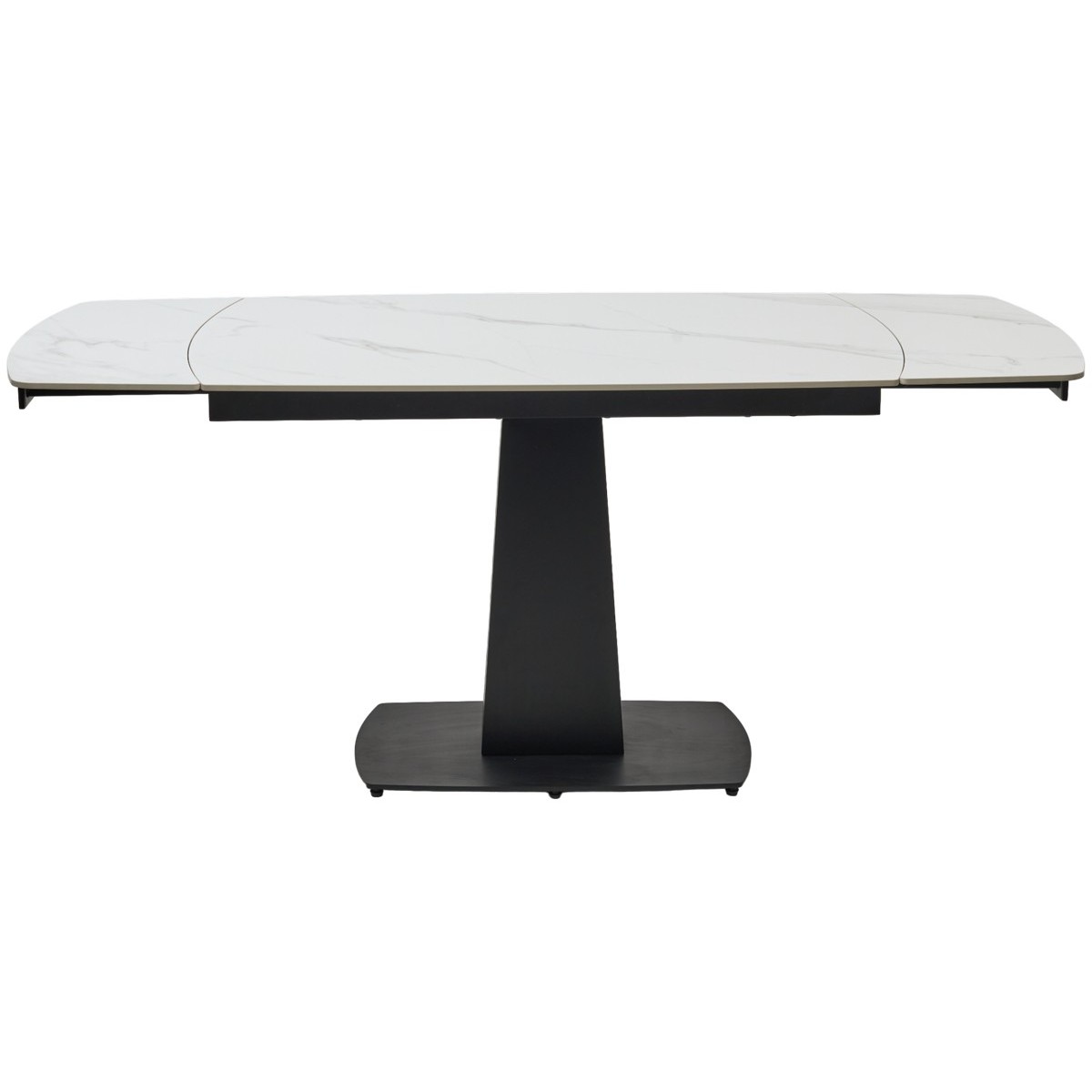 Стол БАЛД (BALDE) 140 цвет БЕЛЫЙ МРАМОР МАТОВЫЙ (MATT WHITE MARBLE SOLID CERAMIC) / ЧЕРНЫЙ, ®DISAUR