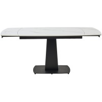 Стол БАЛД (BALDE) 140 цвет БЕЛЫЙ МРАМОР МАТОВЫЙ (MATT WHITE MARBLE SOLID CERAMIC) / ЧЕРНЫЙ, ®DISAUR