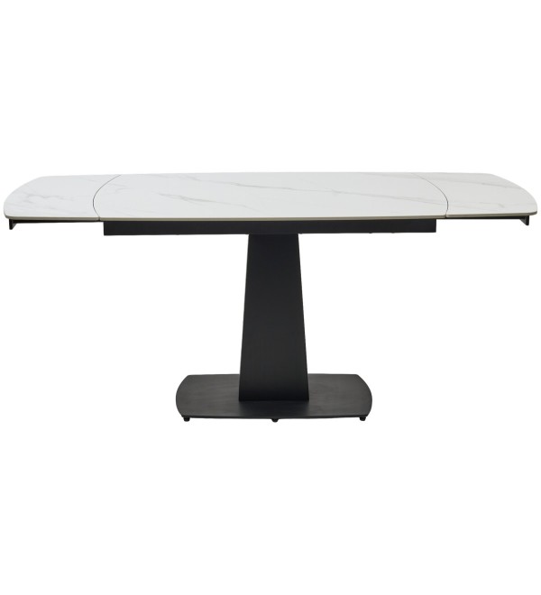 Стол БАЛД (BALDE) 140 цвет БЕЛЫЙ МРАМОР МАТОВЫЙ (MATT WHITE MARBLE SOLID CERAMIC) / ЧЕРНЫЙ, ®DISAUR