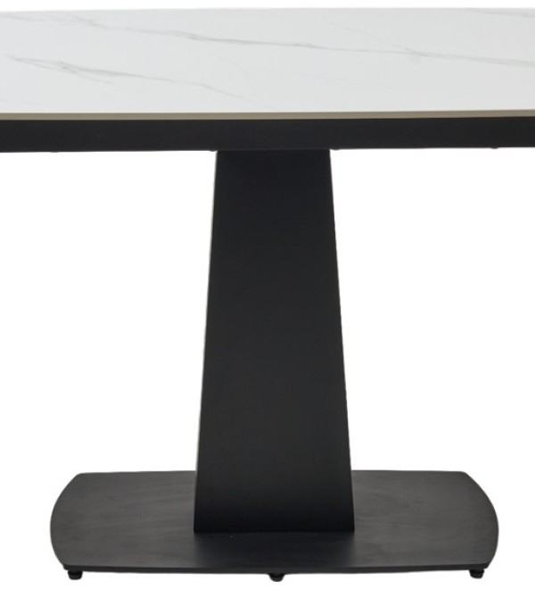 Стол БАЛД (BALDE) 140 цвет БЕЛЫЙ МРАМОР МАТОВЫЙ (MATT WHITE MARBLE SOLID CERAMIC) / ЧЕРНЫЙ, ®DISAUR