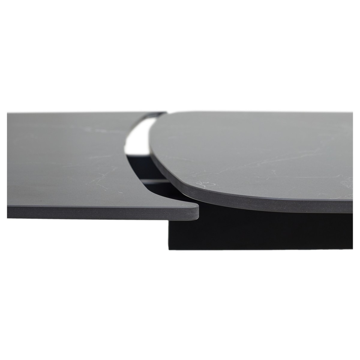 Стол БЛАНКО (BLANCO) 160 цвет ЧЕРНЫЙ МРАМОР МАТОВЫЙ (MATT BLACK MARBLE SOLID CERAMIC / ОРЕХ, ®DISAUR