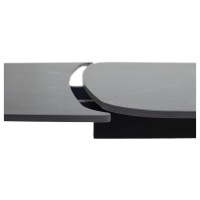 Стол БЛАНКО (BLANCO) 160 цвет ЧЕРНЫЙ МРАМОР МАТОВЫЙ (MATT BLACK MARBLE SOLID CERAMIC / ОРЕХ, ®DISAUR