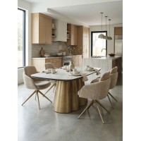 Стул ГРЕЙС (GRACE) 360 град. цвет БЕЖЕВЫЙ PENA-120 / G1229-3, ткань / ШАМПАНЬ  каркас, ®DISAUR