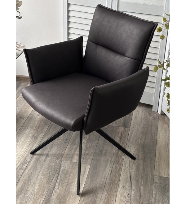 Стул ДИН (DEAN) 360 град.поворот. цвет ТЕМНО-СЕРЫЙ, экокожа Maison 99# / Черный, ®DISAUR