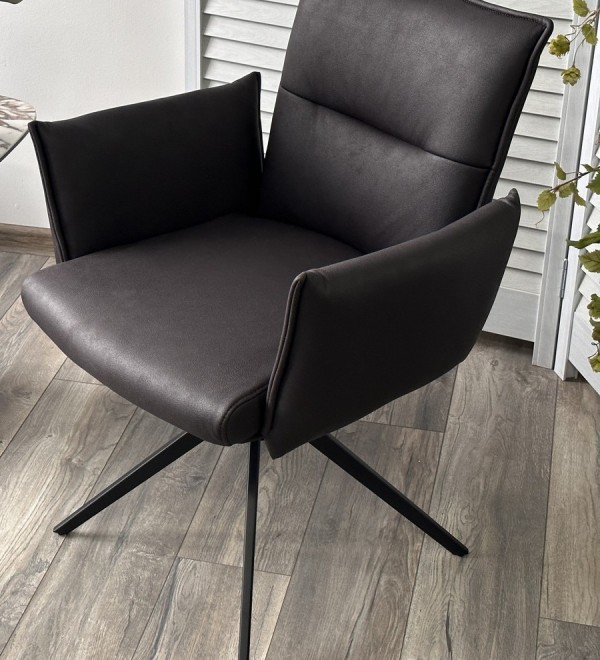 Стул ДИН (DEAN) 360 град.поворот. цвет ТЕМНО-СЕРЫЙ, экокожа Maison 99# / Черный, ®DISAUR
