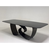 Стол ТОВЕ (TOVE) 240 цвет ЧЕРНЫЙ (GREY), стекло BUBBLE  / Шоколадное золото  ®DISAUR