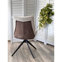 Стул ОСКАР (OSKAR) 360град, цвет БЕЖЕВЫЙ/КОРИЧНЕВЫЙ(KN01-05/BZ1046-21), ткань/ЧЕРНЫЙ каркас, ®DISAUR