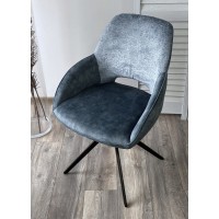 Стул БЕРРИС (BERRIES) 360 град. Синий Loris-37, велюр / темно-синий 7525-56 / черный каркас, DISAUR
