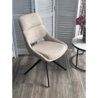 Стул АНДЕРС (ANDERS) 360 град, цвет БЕЖЕВЫЙ EYELASH -120 фактурный шенилл / ЧЕРНЫЙ каркас, ®DISAUR