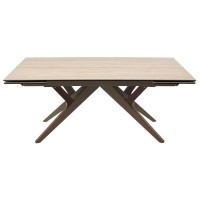 Стол КОСТА (COSTA) 180 ТРАВЕРТИН (MATTE SPANISH TRAVERTINE) керамика/ Латте / Орех натур, ®DISAUR