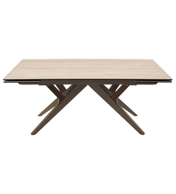 Стол КОСТА (COSTA) 180 ТРАВЕРТИН (MATTE SPANISH TRAVERTINE) керамика/ Латте / Орех натур, ®DISAUR