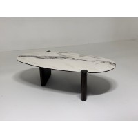Стол кофейный АРН (ARN) цвет FENDI WHITE керамика на стекле/массив/ МДФ, дубовый шпон ®DISAUR