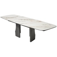 Стол БИРГЕР (BIRGER) 200 цвет KL-188 Бело-коричневый мрамор/ Темно-серый, ®DISAUR