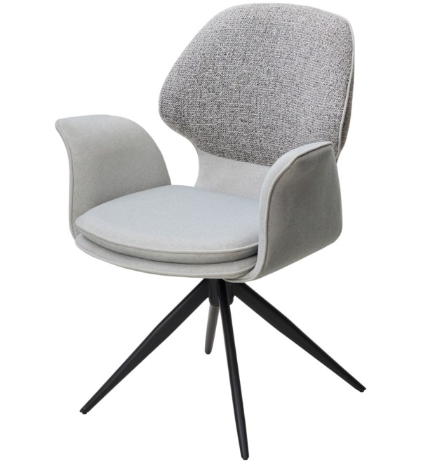Стул ЛЕННЕ (LENNE) 360 град. поворот., цвет СЕРЫЙ MILAN-450/ MOHAIR-151, ткань/ Черный, ®DISAUR
