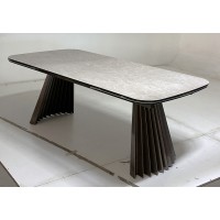 Стол АСТРИД (ASTRID) 200 цвет TL-102 Бежевый мрамор, испанская керамика / Шоколадное золото, ®DISAUR