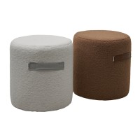 Пуф для гостиной ХАРТА (HARTA) цвет NINI-02 Тауп, барашек  / TKS-03 темно-коричневый, экокожа