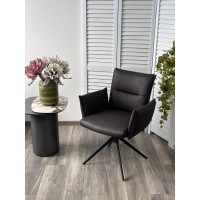 Стул ДИН (DEAN) 360 град.поворот. цвет ТЕМНО-СЕРЫЙ, экокожа Maison 99# / Черный, ®DISAUR