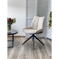 Стул ОСКАР (OSKAR) 360град, цвет БЕЖЕВЫЙ/КОРИЧНЕВЫЙ(KN01-05/BZ1046-21), ткань/ЧЕРНЫЙ каркас, ®DISAUR