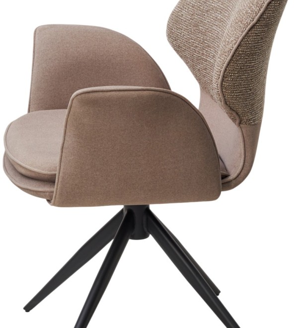 Стул ЛЕННЕ (LENNE) 360 град. поворот., цвет ЛАТТЕ MILAN-430/ MOHAIR-440, ткань/ Черный, ®DISAUR