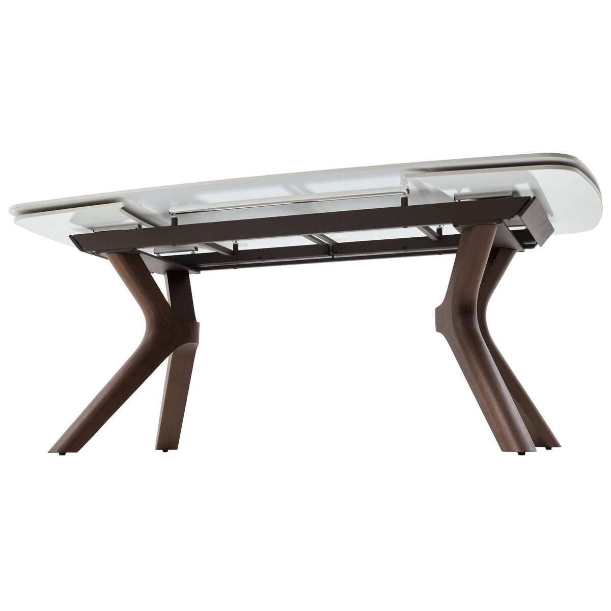 Стол КИРАН (KIRAN) 180 БЕЖЕВЫЙ МРАМОР (MATTE SICILY BEIGE SOLID CERAMIC) / Орех темный, ®DISAUR