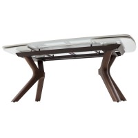 Стол КИРАН (KIRAN) 180 БЕЖЕВЫЙ МРАМОР (MATTE SICILY BEIGE SOLID CERAMIC) / Орех темный, ®DISAUR