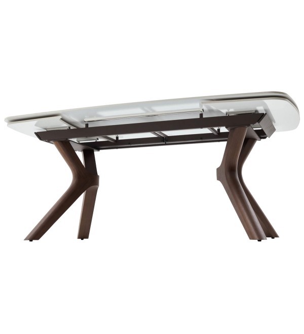 Стол КИРАН (KIRAN) 180 БЕЖЕВЫЙ МРАМОР (MATTE SICILY BEIGE SOLID CERAMIC) / Орех темный, ®DISAUR