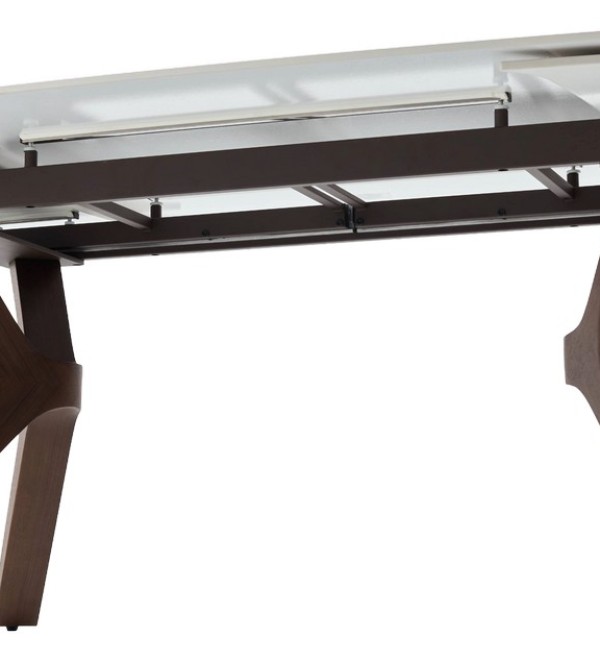 Стол КИРАН (KIRAN) 180 БЕЖЕВЫЙ МРАМОР (MATTE SICILY BEIGE SOLID CERAMIC) / Орех темный, ®DISAUR
