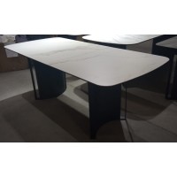 Стол РАСМУС (RASMUS) 160 цвет TL-45 Белый мрамор, испанская керамика / ЧЕРНЫЙ, ®DISAUR