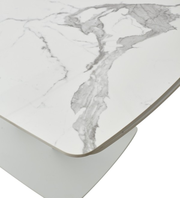 Стол АЛАТРИ (ALATRI) 120 цвет БЕЛЫЙ МРАМОР ГЛЯНЦ. (GLOSS STATUARIO WHITE), керамика / БЕЛЫЙ, ®DISAUR