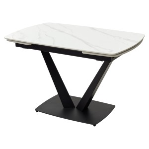 Стол АЛАТРИ (ALATRI) 120 цвет БЕЛЫЙ МРАМОР МАТОВЫЙ (MATT WHITE MARBLE) керамика / ЧЕРНЫЙ, ®DISAUR