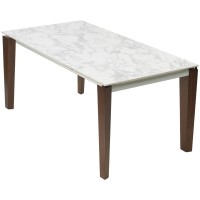 Стол ЭЗМИР (ESMIR) 180 цвет АРАБЕСКАТО (MATTE ARABESCATO SOLID CERAMIC) / ОРЕХ, ®DISAUR