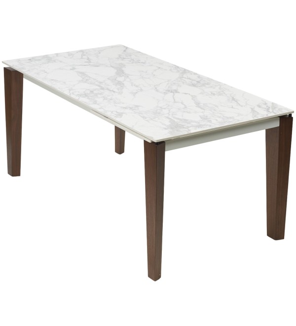 Стол ЭЗМИР (ESMIR) 180 цвет АРАБЕСКАТО (MATTE ARABESCATO SOLID CERAMIC) / ОРЕХ, ®DISAUR