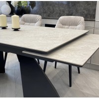 Стол ОРИГАМИ  240 цвет АЙВОРИ (AURA IVORY), керамика / Черный каркас