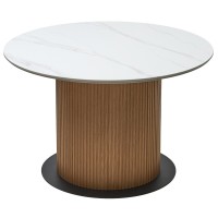 Стол МЕСА (MESA) D120 цвет БЕЛЫЙ МРАМОР M326 / ДУБ, ®DISAUR