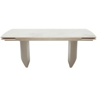 Стол ПУАНТО 200 цвет КРЕМ (BRECHA CREMA ELEGANCE), керамика / Латте каркас