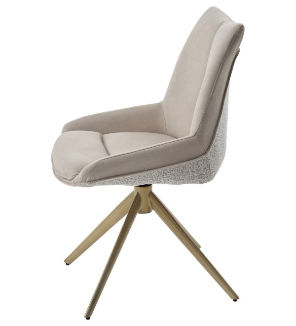 Стул ОСКАР (OSKAR) 360 град, цвет КРЕМОВЫЙ (RIELY-111/PRESENT-120), ткань / ШАМПАНЬ каркас, ®DISAUR