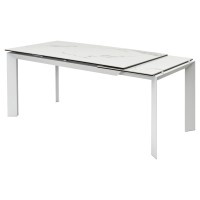 Стол КРЕМОНА (CREMONA) 140 цвет БЕЛЫЙ МРАМОР ГЛЯНЦ (HIGH GLOSS STATUARIO), керамика/ БЕЛЫЙ, ®DISAUR