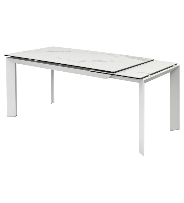 Стол КРЕМОНА (CREMONA) 140 цвет БЕЛЫЙ МРАМОР ГЛЯНЦ (HIGH GLOSS STATUARIO), керамика/ БЕЛЫЙ, ®DISAUR