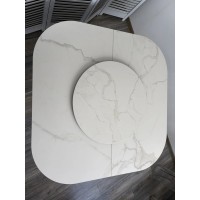 Стол РУБЕН (RUBEN) 132 цвет TL-45 Белый мрамор, испанская керамика, стекло / ЛАТТЕ, ®DISAUR