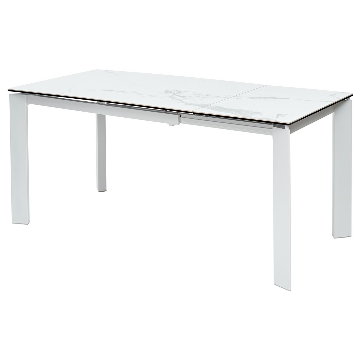 Стол КОРНЕР (CORNER) 120 цвет БЕЛЫЙ МРАМОР (HIGH GLOSS STATUARIO) керамика, стекло/ БЕЛЫЙ, ®DISAUR