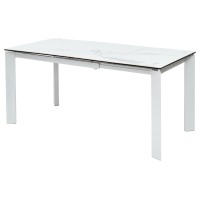 Стол КОРНЕР (CORNER) 120 цвет БЕЛЫЙ МРАМОР (HIGH GLOSS STATUARIO) керамика, стекло/ БЕЛЫЙ, ®DISAUR