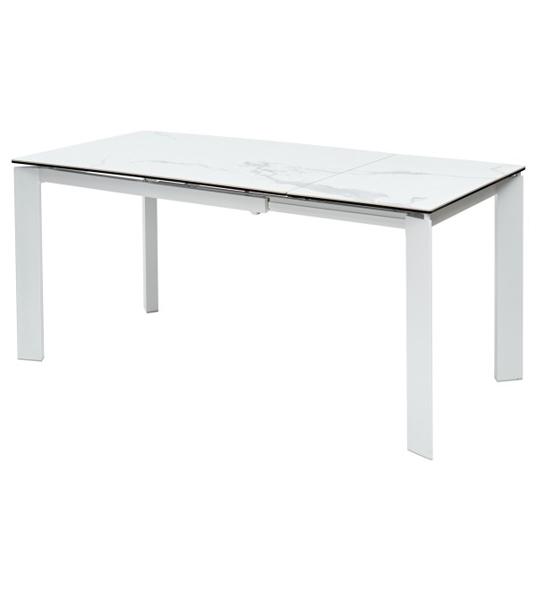Стол КОРНЕР (CORNER) 120 цвет БЕЛЫЙ МРАМОР (HIGH GLOSS STATUARIO) керамика, стекло/ БЕЛЫЙ, ®DISAUR