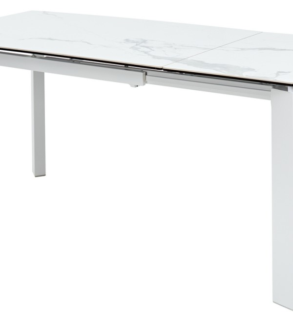 Стол КОРНЕР (CORNER) 120 цвет БЕЛЫЙ МРАМОР (HIGH GLOSS STATUARIO) керамика, стекло/ БЕЛЫЙ, ®DISAUR