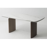Стол КАЛВИН (CALVIN) 180 цвет КАРРАРА (SEMI-POLISHED SNOW CARRARA SOLID CERAMIC / СЕРЫЙ ДУБ, ®DISAUR