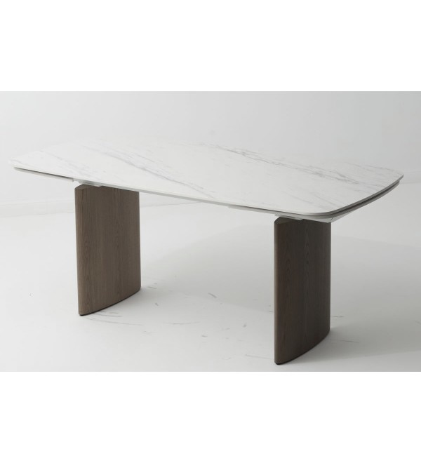 Стол КАЛВИН (CALVIN) 180 цвет КАРРАРА (SEMI-POLISHED SNOW CARRARA SOLID CERAMIC / СЕРЫЙ ДУБ, ®DISAUR