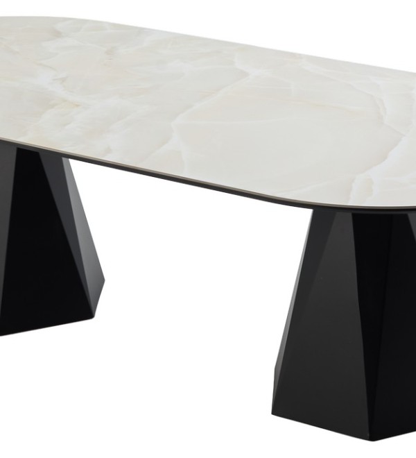Стол ОРФЕЙ  240 нераскладной цвет ОНИКС (ONYX SABLE PULIDO), керамика / Черный каркас