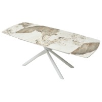 Стол РИВОЛИ (RIVOLI) 140 цвет ПАНДОРА (GLOSS LUXURY PANDORA SOLID CERAMIC) / БЕЛЫЙ, ®DISAUR