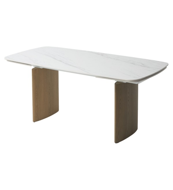 Стол КАЛВИН (CALVIN) 180 цвет КАРРАРА (SEMI-POLISHED SNOW CARRARA SOLID CERAMIC / СЕРЫЙ ДУБ, ®DISAUR