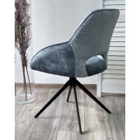 Стул БЕРРИС (BERRIES) 360 град. Синий Loris-37, велюр / темно-синий 7525-56 / черный каркас, DISAUR
